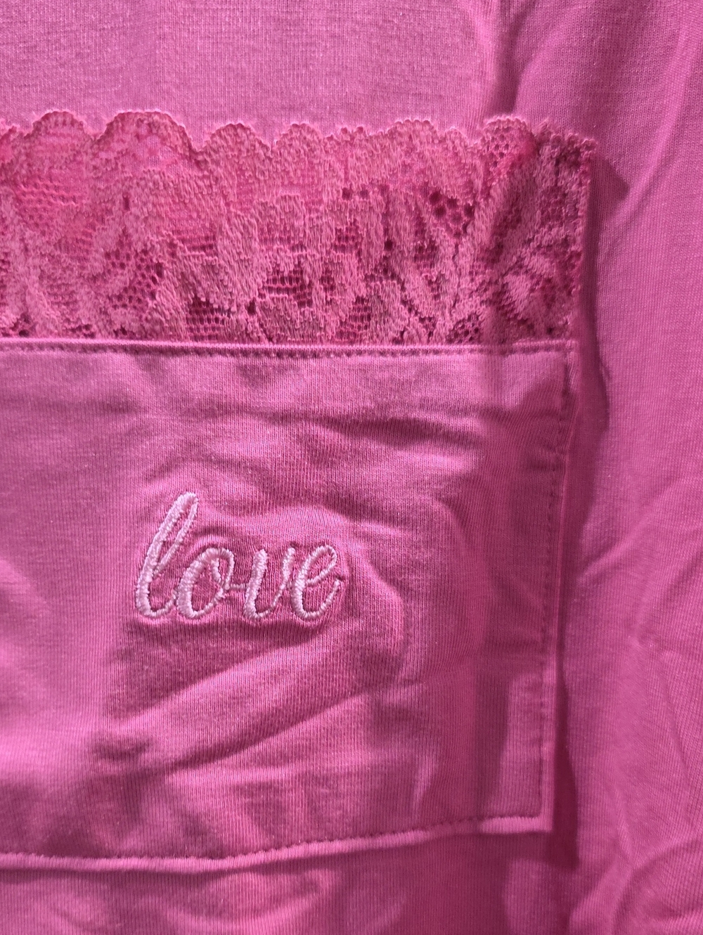 Women's Lace-Trim Button-Front Pajama Set in Dusty Rose - Picture 3 of 7